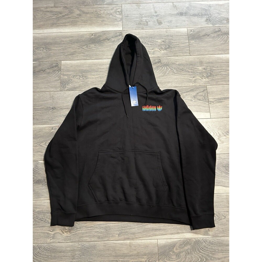 adidas Originals RGB Trefoil Hoodie Mens Size 2XL Black Pullover Sweatshirt